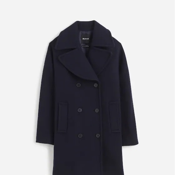NWT Madewell Oversized Pea Coat Navy Sz Small Wool fully lined - Picture 6 of 12